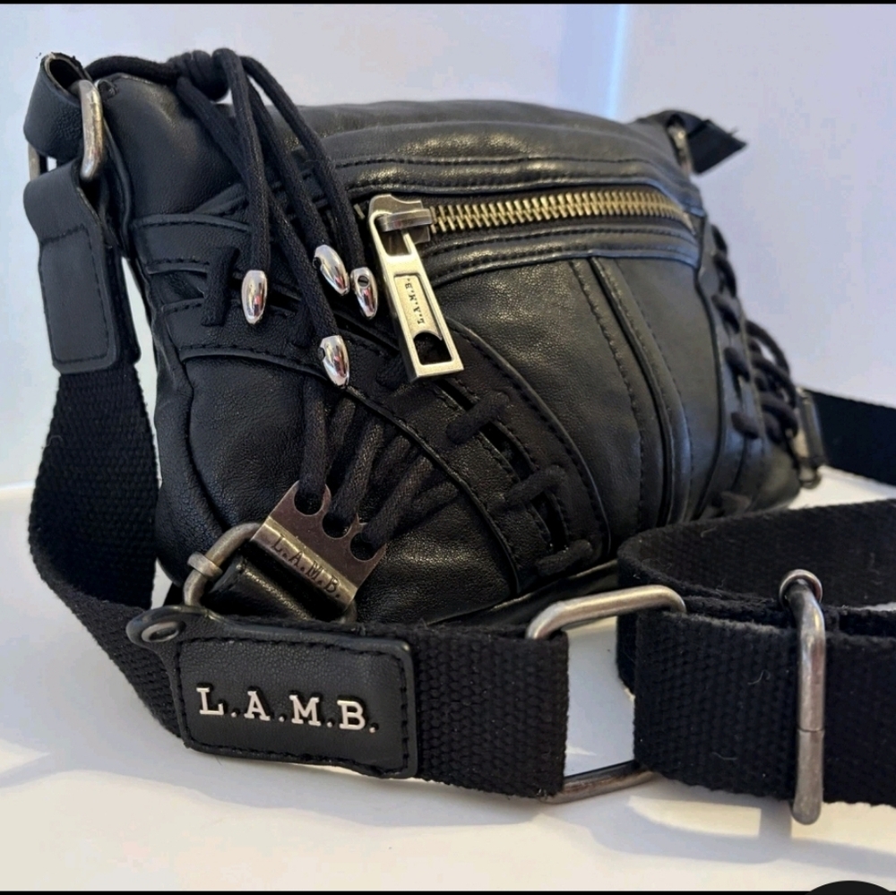 L.A.M.B. Gwen Stefani Leather Bag Moto Tassel Designer Biker Crossbody #173